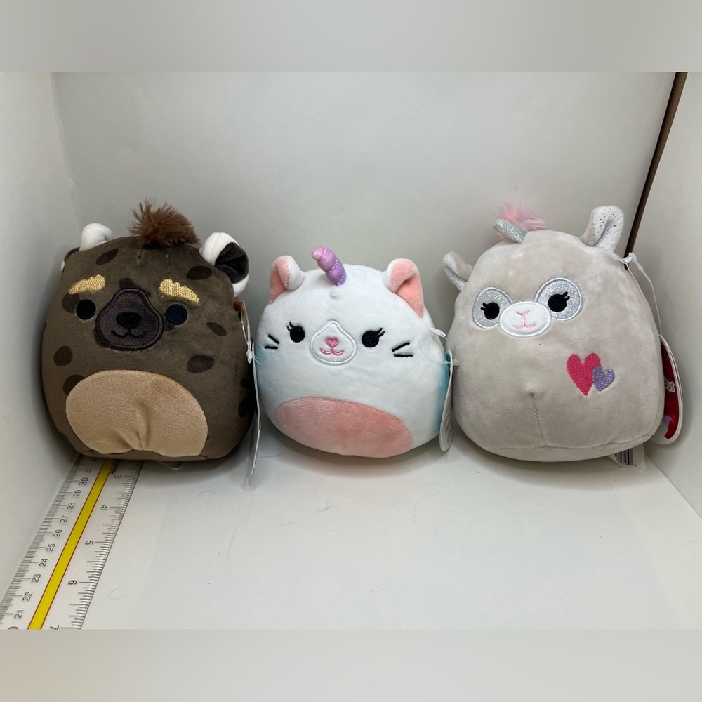 Squishmallow lot - 6” hyena, unicorn cat and unicorn bear